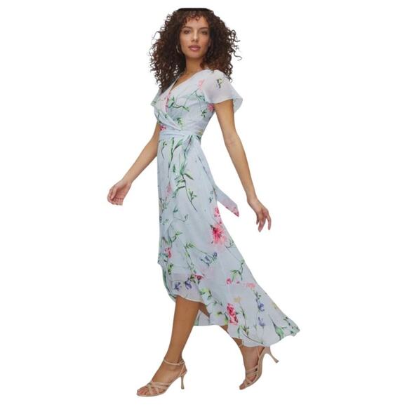 White House Black Market Flutter Wrap Midi Springtime Size 2 NWTs Retails 190$ - Picture 9 of 10